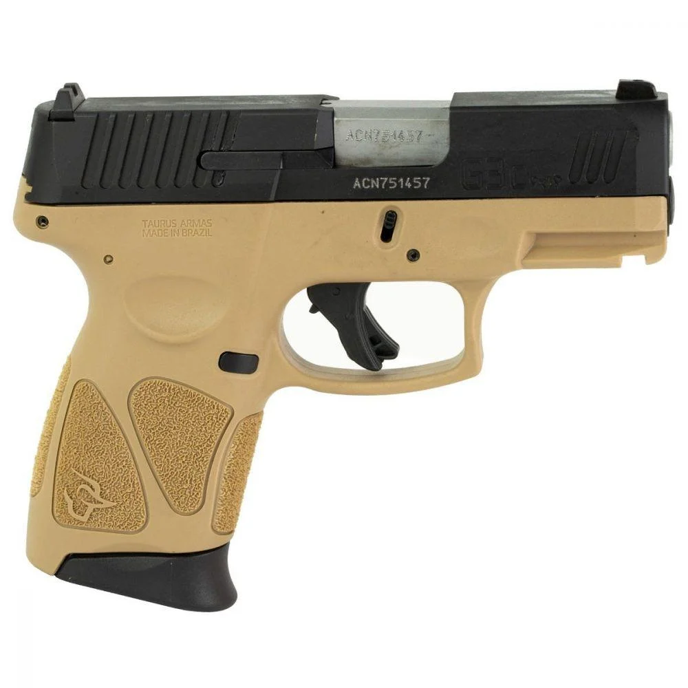Taurus, G3C, 9mm, 3.26" Barrel, Tan Frame, Matte Finish Slide, Fixed Front Sight