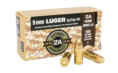 STV Technology, Patriot Sport's Ammo, 9MM, 124 Grain, Full Metal Jacket, 50 Roun