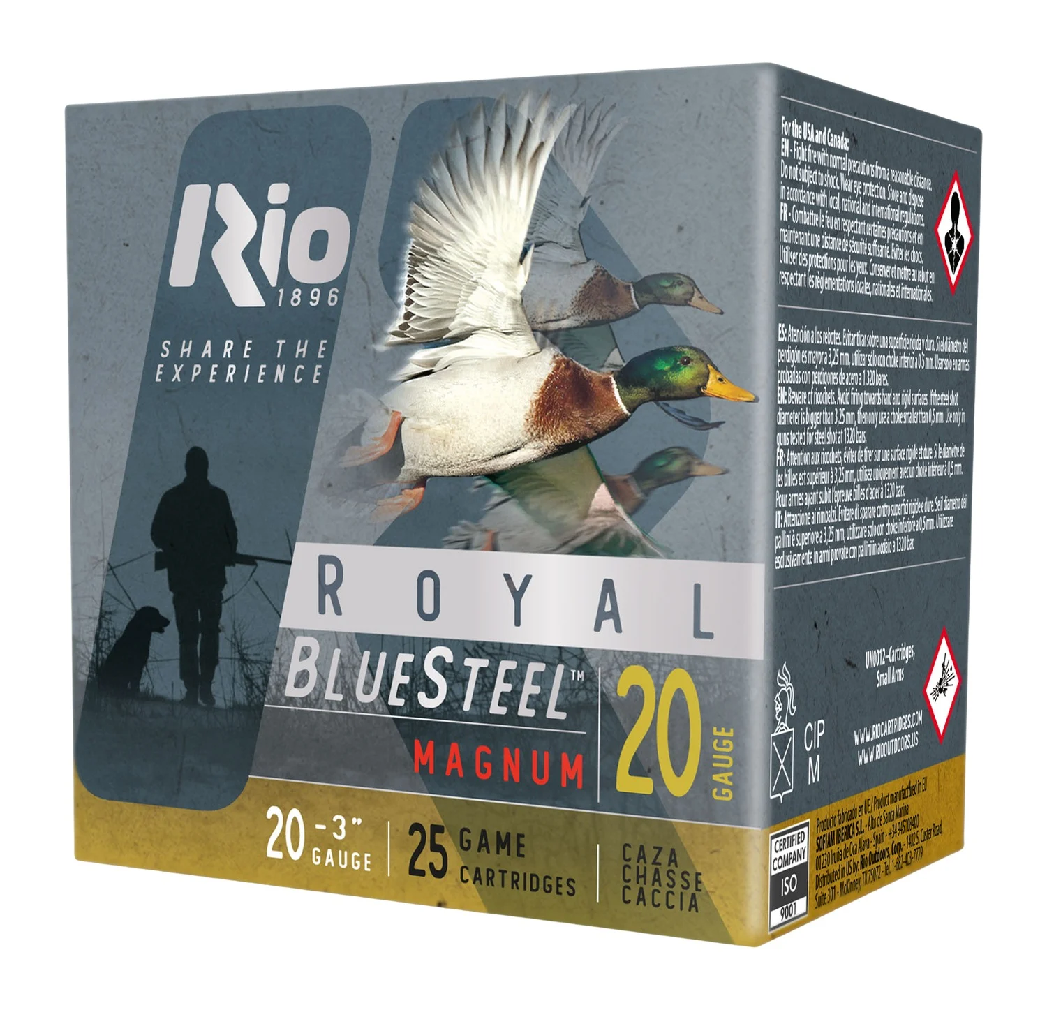 Rio Ammunition RBSM202 BlueSteel Royal 20Gauge 3" 1oz 2Shot 25 Per Box/10 Case