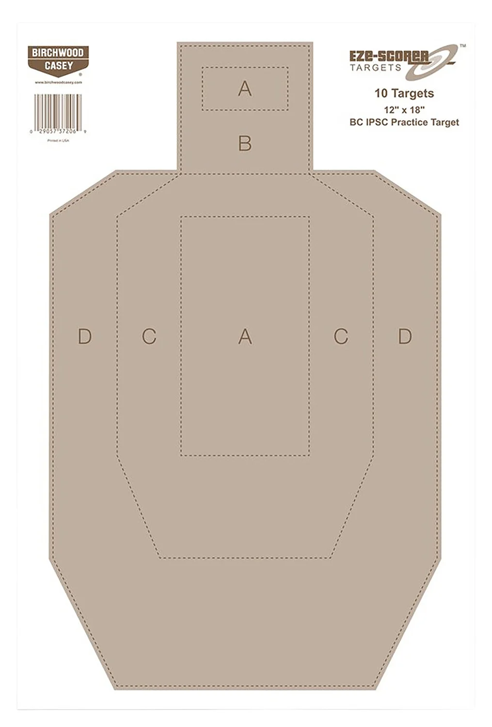 Birchwood Casey 37018 EZE-Scorer IPSC Paper Hanging Universal 12" x 18" Tan 100 Per Pkg