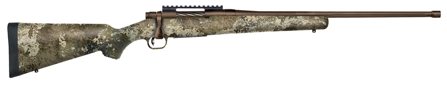 Mossberg 28044 Patriot Predator 243 Win 5+1 22" Patriot Brown Cerakote 4.49" Fluted Barrel Patriot Brown Cerakote Steel TrueTimber Strata Right Hand