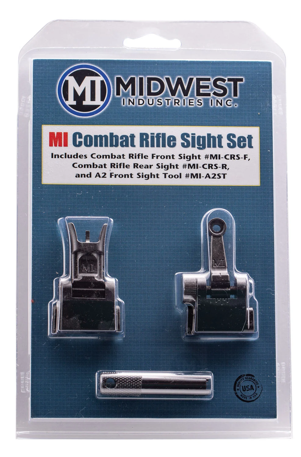Midwest Industries MICRSSET Combat Rifle Sight Set Black Flip Up Front & Rear for AR-15, M16, M4