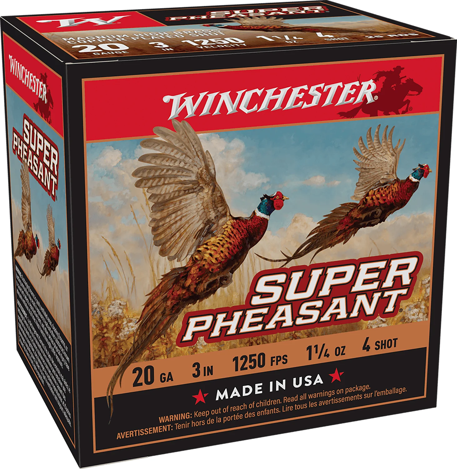 Winchester Ammo X203PH4 Super Pheasant Magnum High Brass 20Gauge 3" 1 1/4oz 4Shot 25 Per Box/10 Case