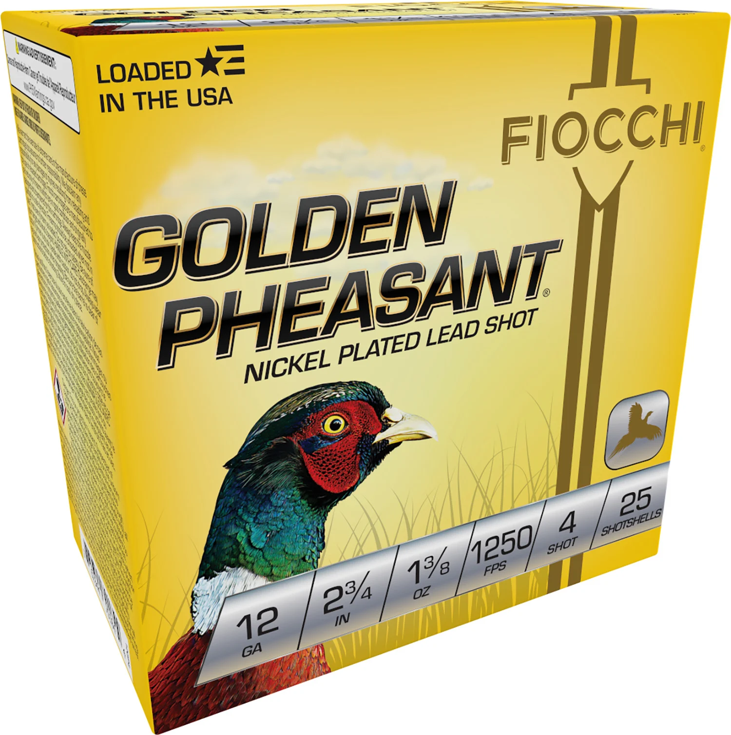 Fiocchi 12GP4 Golden Pheasant Extrema 12Gauge 2.75" 1 3/8oz 4Shot 25 Per Box/10 Case