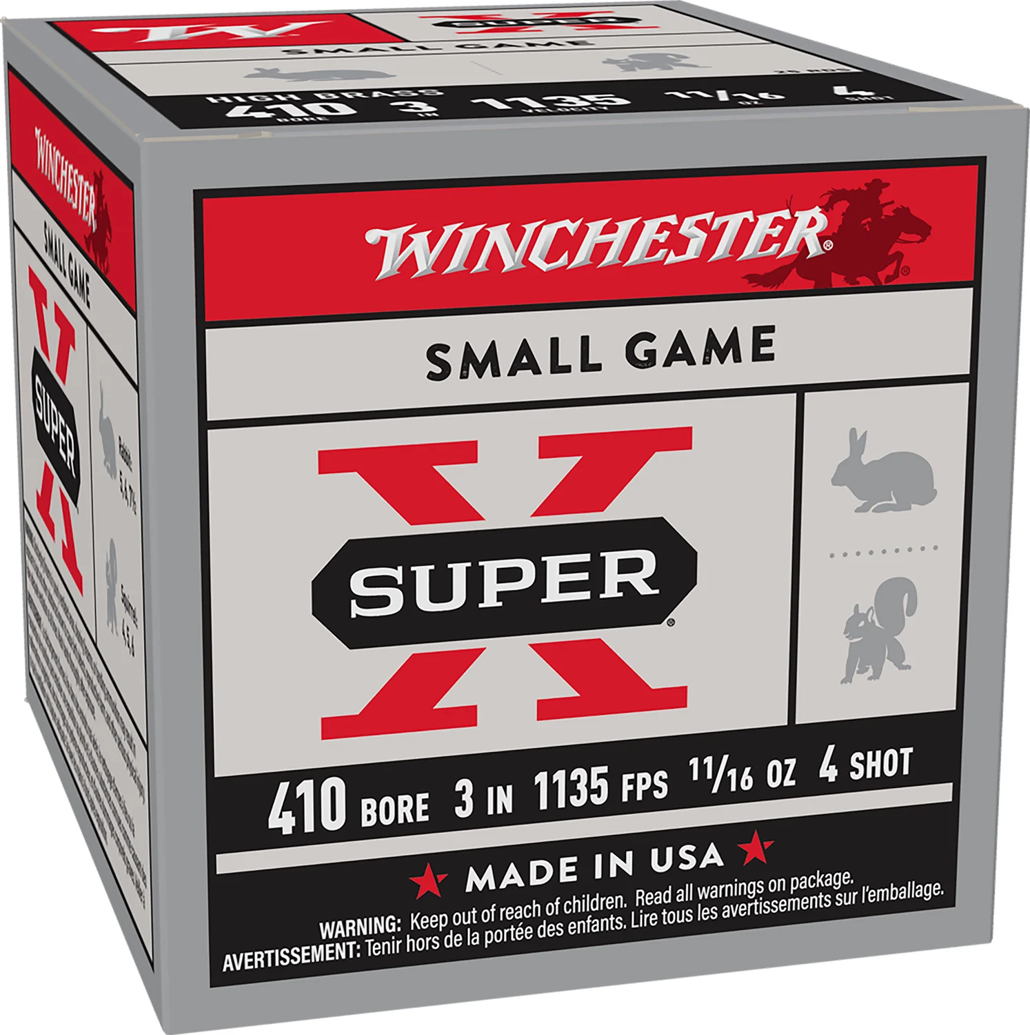 Winchester Ammo X4134 Super X Heavy Game Load High Brass 410Gauge 3" 11/16oz 4Shot 25 Per Box/10 Case