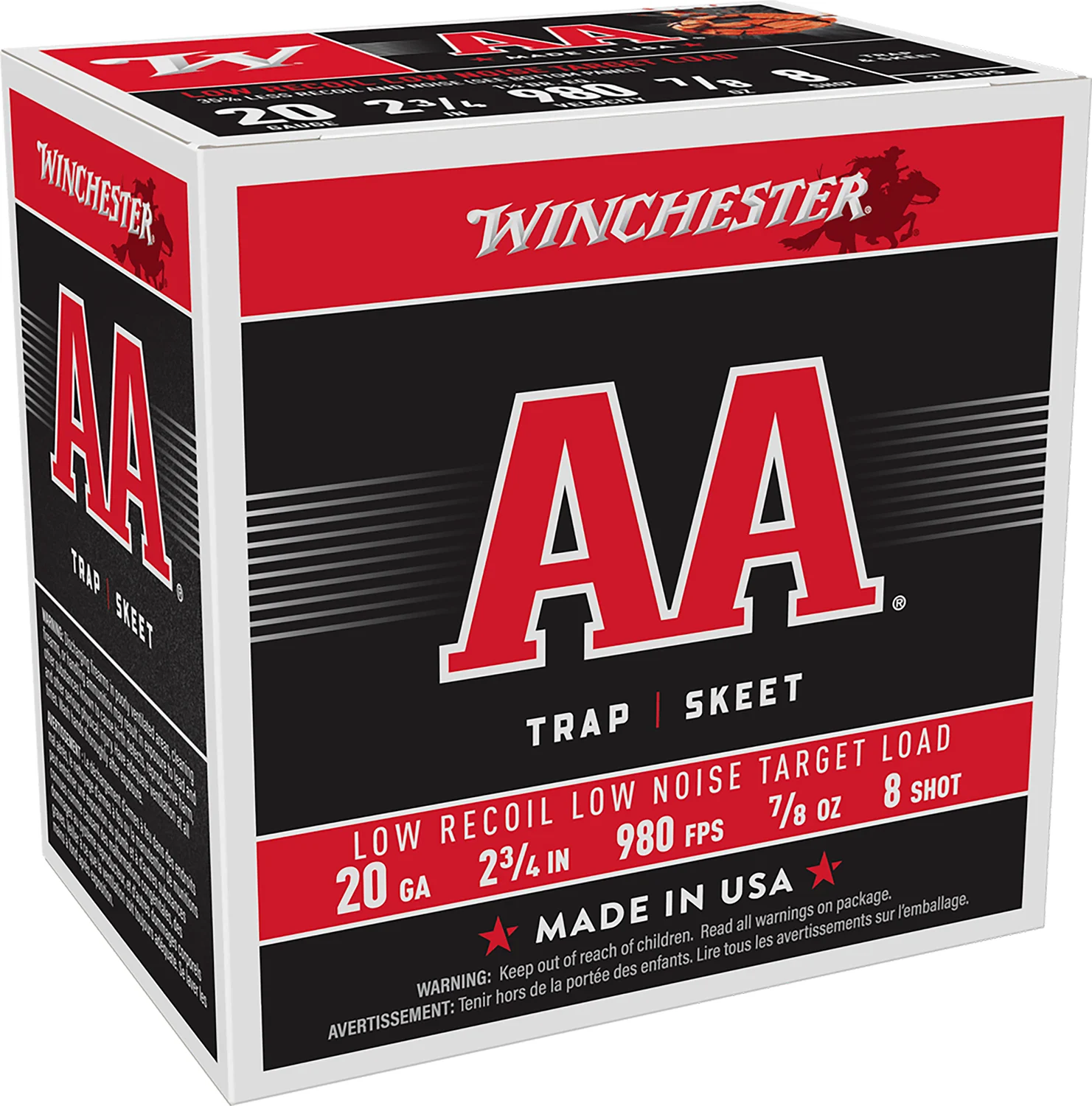 Winchester Ammo AA20FL8 AA Low Recoil 20Gauge 2.75" 7/8oz 8Shot 25 Per Box/10 Case