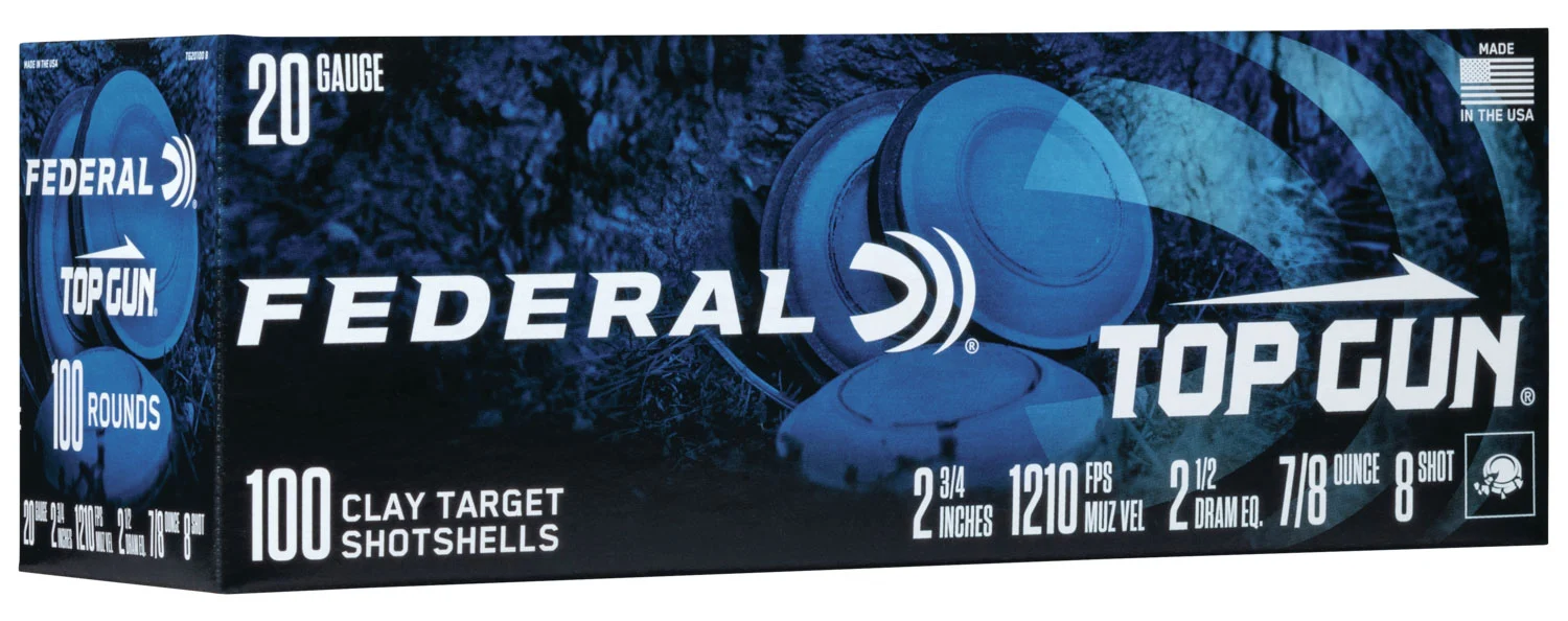 Federal TG201008 Top Gun 20Gauge 2.75" 7/8oz 8Shot 100 Per Box/2 Case