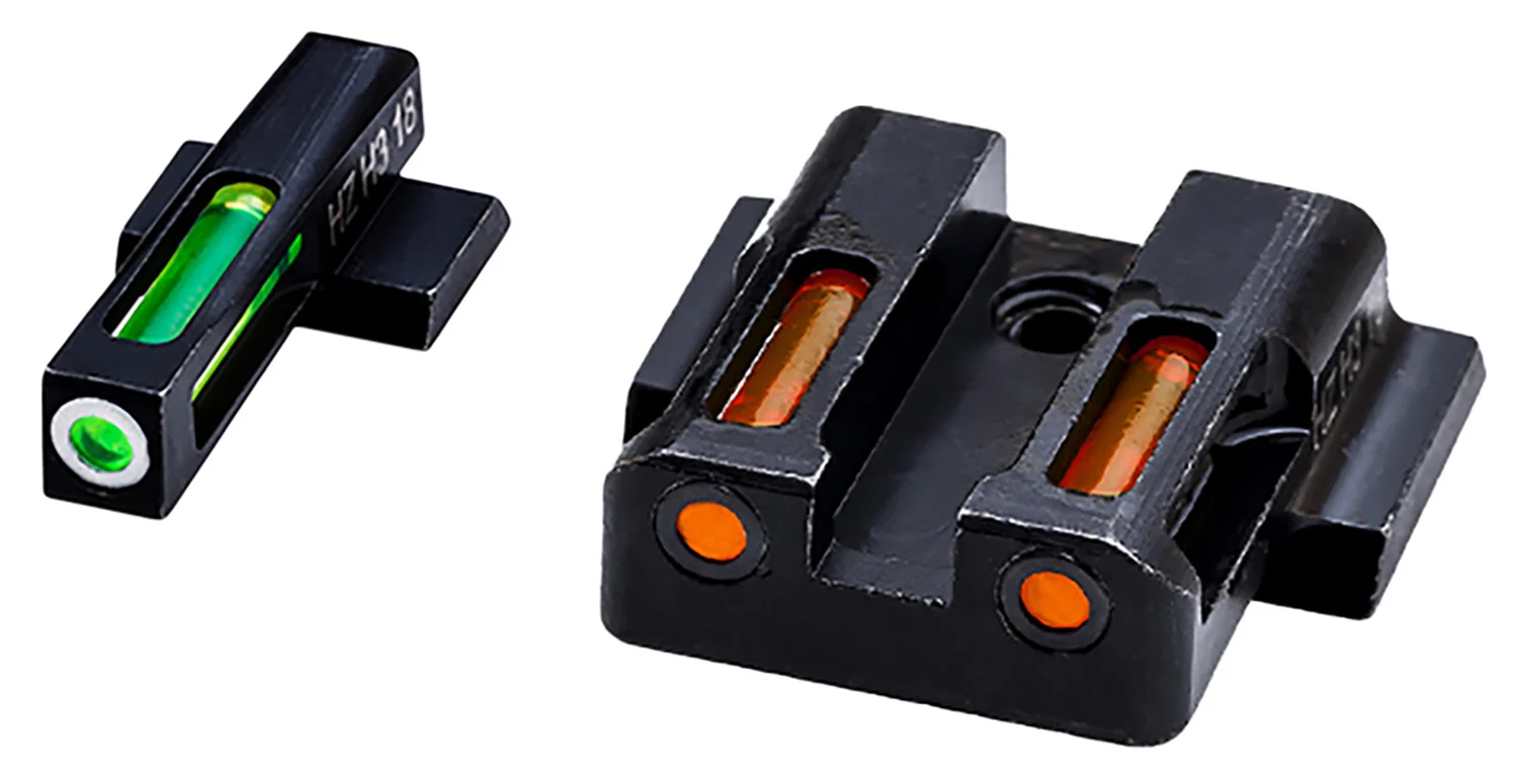 HiViz MPSN421 LiteWave H3 Sight Set for S&W Shield Green Tritium White Outline Front Sight-Orange Fiber Optic Rear Sight