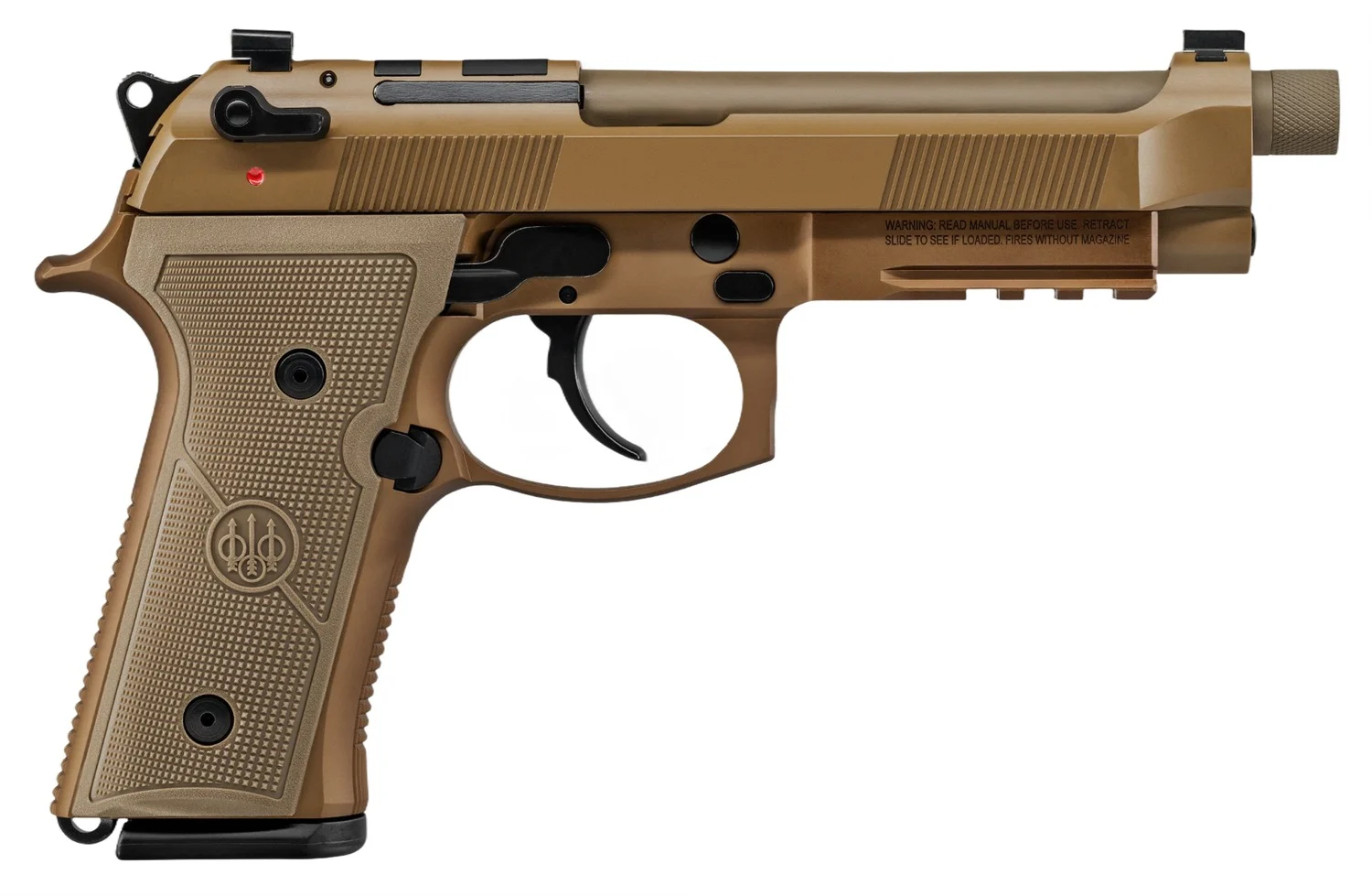 Beretta USA JS92M9A4GM M9A4 9mm Luger 5.10" Threaded Barrel 18+1, Flat Dark Earth Cerakote Polymer Frame, Serrated Steel Optic Cut Slide, Polymer Grip & Decocker Safety