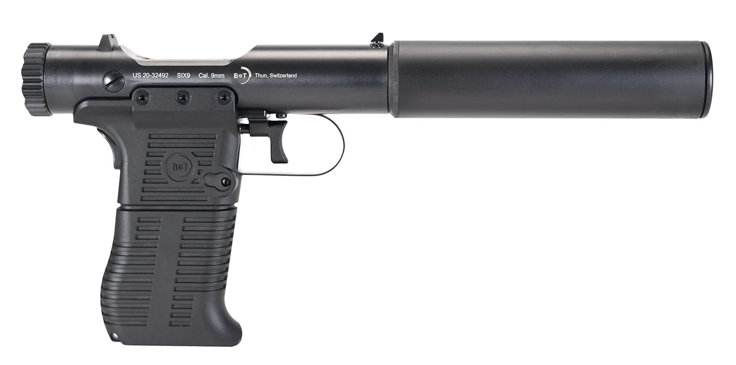 B&T, Station Six, Single Shot, 9MM, 5" Barrel, Black, 9 Round, 1 Mag, Includes P