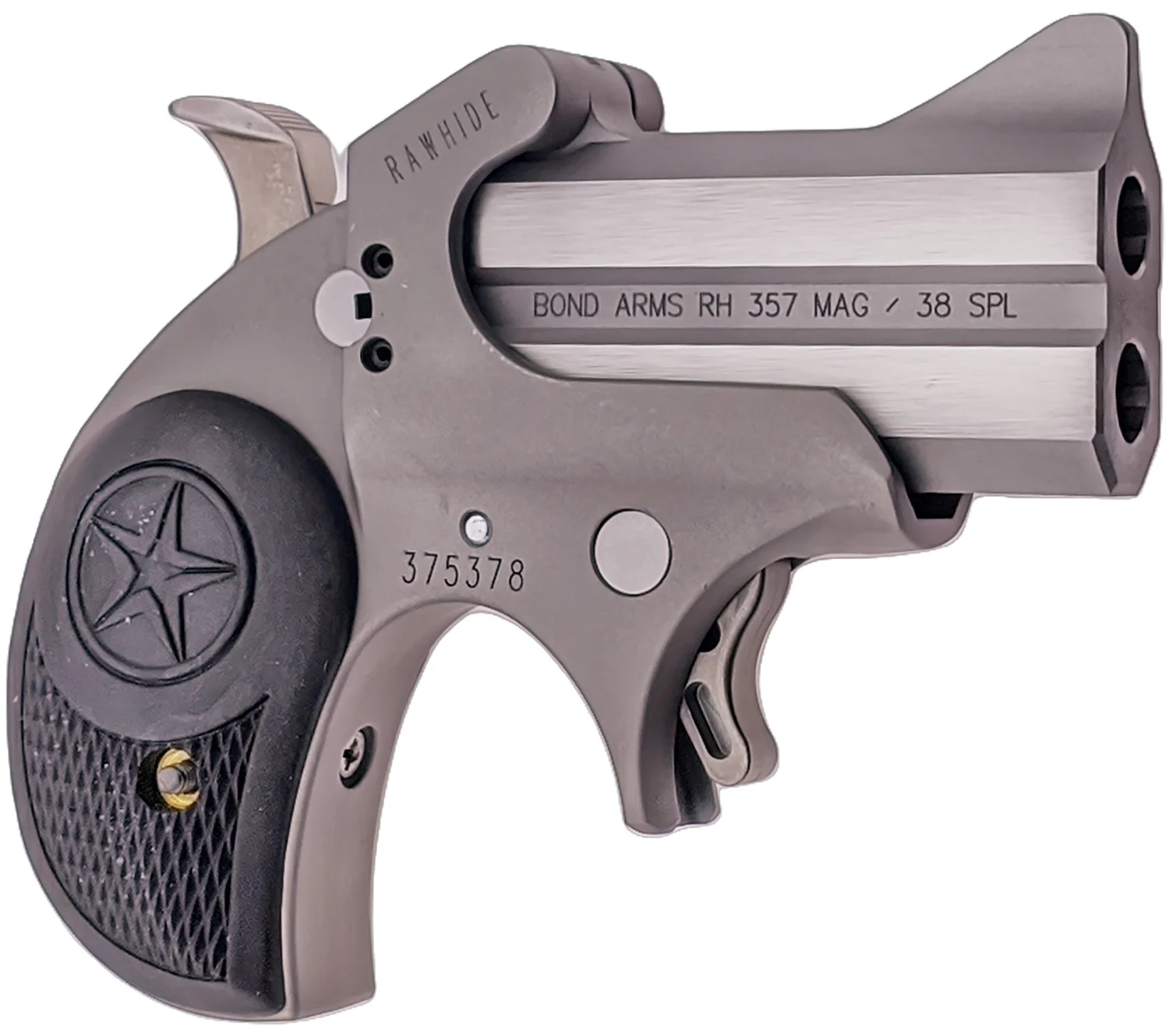 Bond Arms BARHR Rawhide Rough Series 38 Special/357 Mag 2 Shot 2.50" Rough Matte Stainless Steel Barrel Rough Matte Stainless Steel Frame Black Rubber Grips