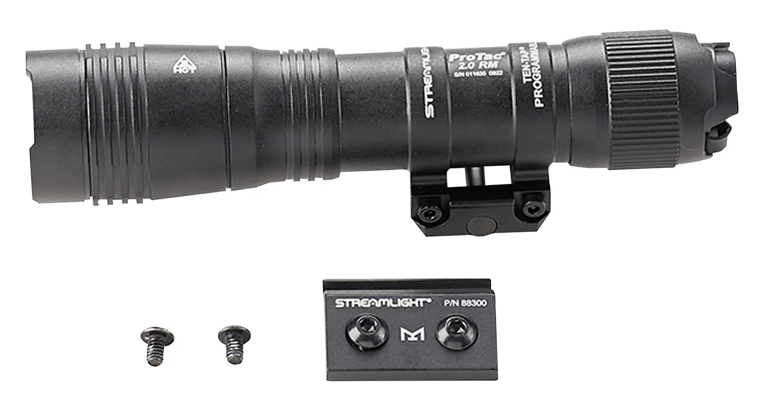 Streamlight 89003 ProTac 2.0 Black Anodized Aluminum 250/2000 Lumens White LED Bulb, 266 Meters Beam, Picatinny Rail Mount, Rifle