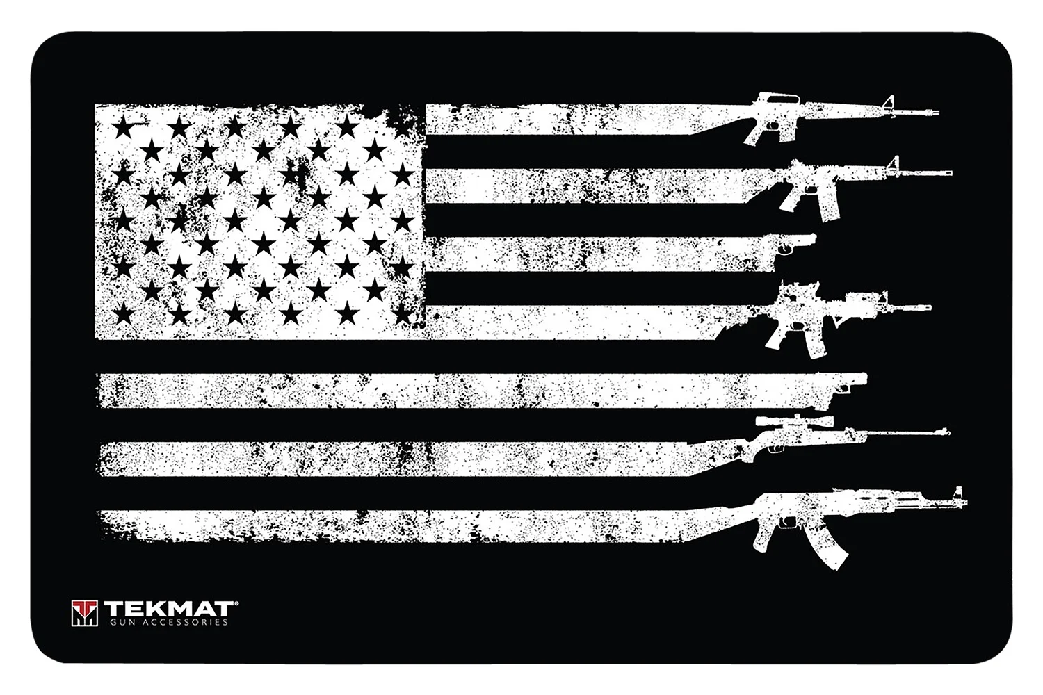 TekMat TEK42GFUSA USA Gun Flag Door Mat Black/White Rubber 25"x42"