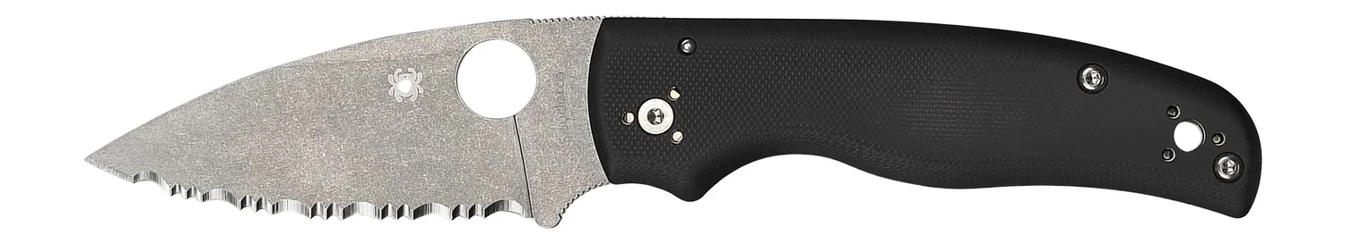 Spyderco C229GS Shaman 3.58" Folding Serrated Stonewashed CPM S30V SS Blade/ Black Textured G10 Handle Includes Pocket Clip