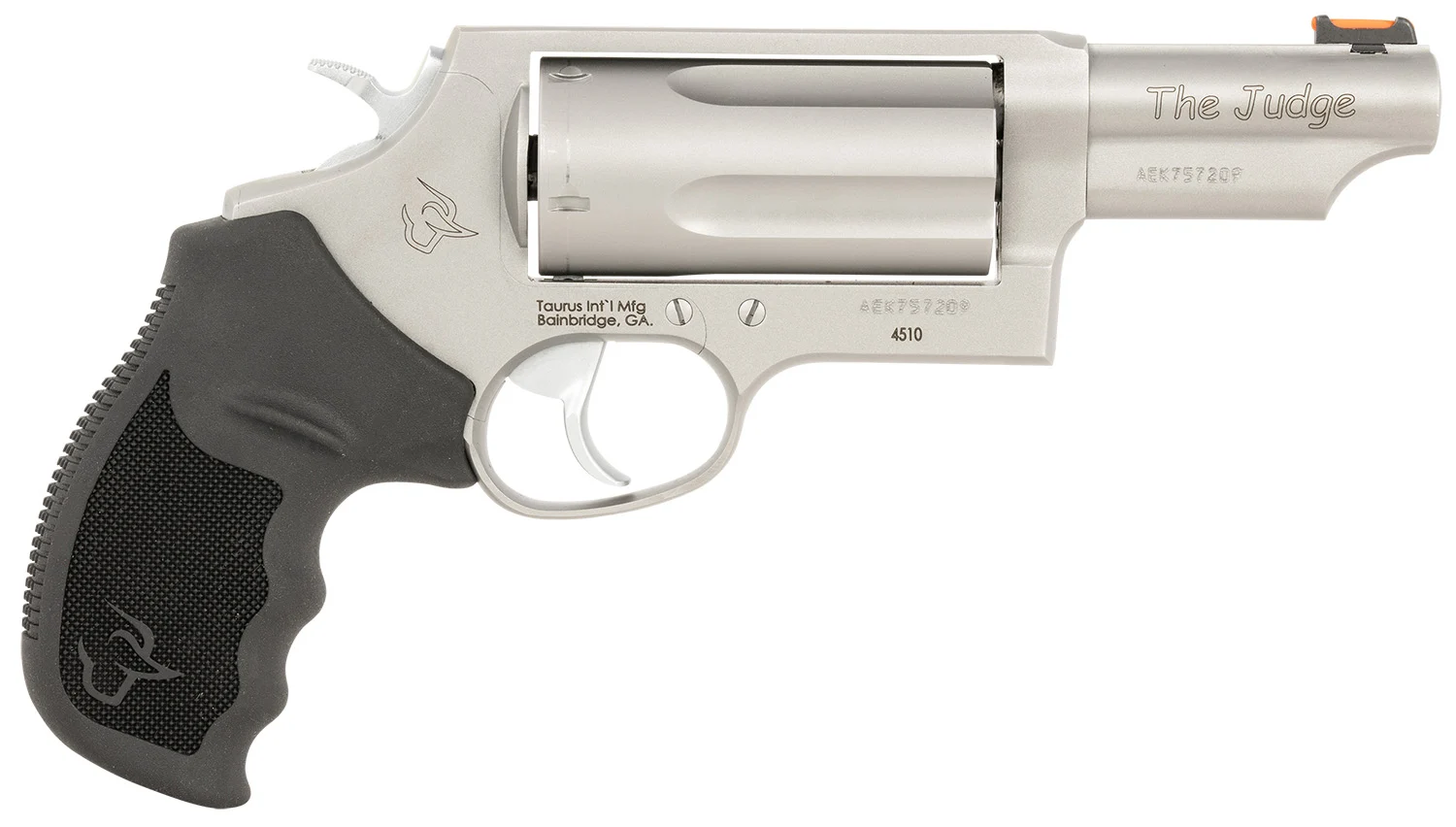 Taurus 24410P39T Judge T.O.R.O. Compact Frame 45 Colt (Long Colt)/410 Gauge 5rd 3" Matte Stainless Steel Barrel, Cylinder & Frame, Black Rubber Grip, Transfer Bar Safety, Exposed Hammer, Optics Ready