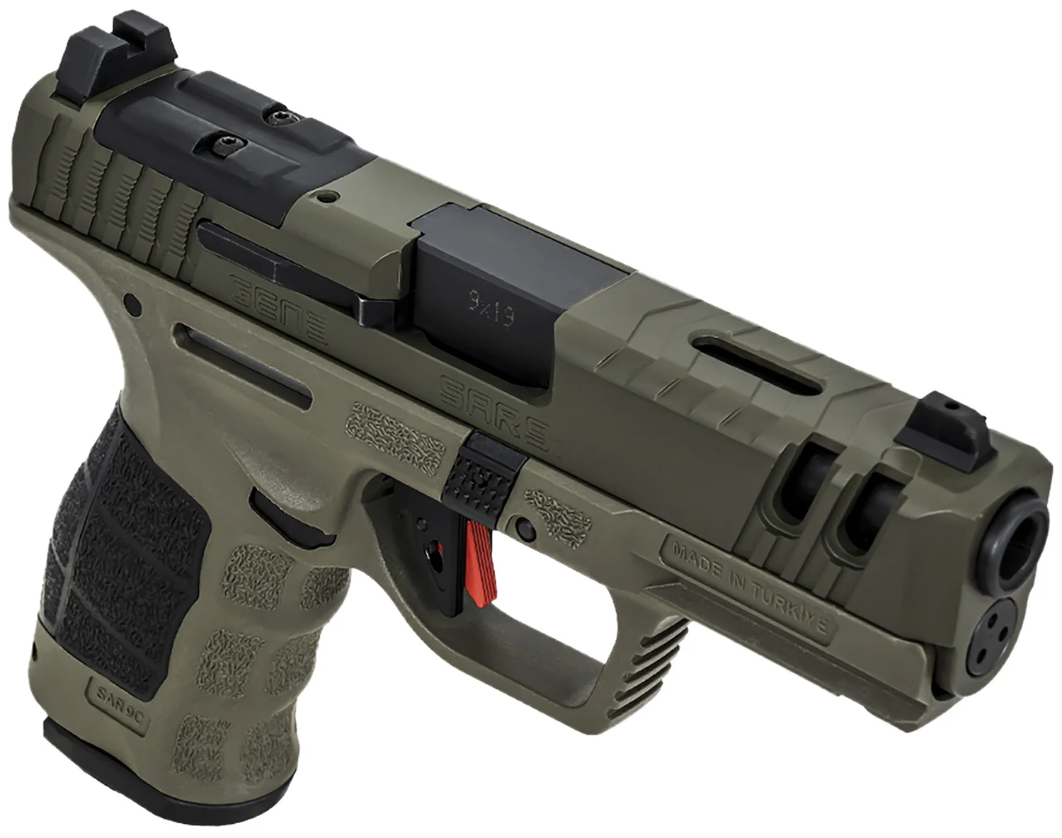 SAR USA SAR9CG3OD SAR9 C Gen3 Compact Frame 9mm Luger 15+1 4" Black Steel Barrel, OD Green Cerakote Steel Slide, OD Green Polymer Frame w/Picatinny Rail, Black Interchangeable Backstrap Grip