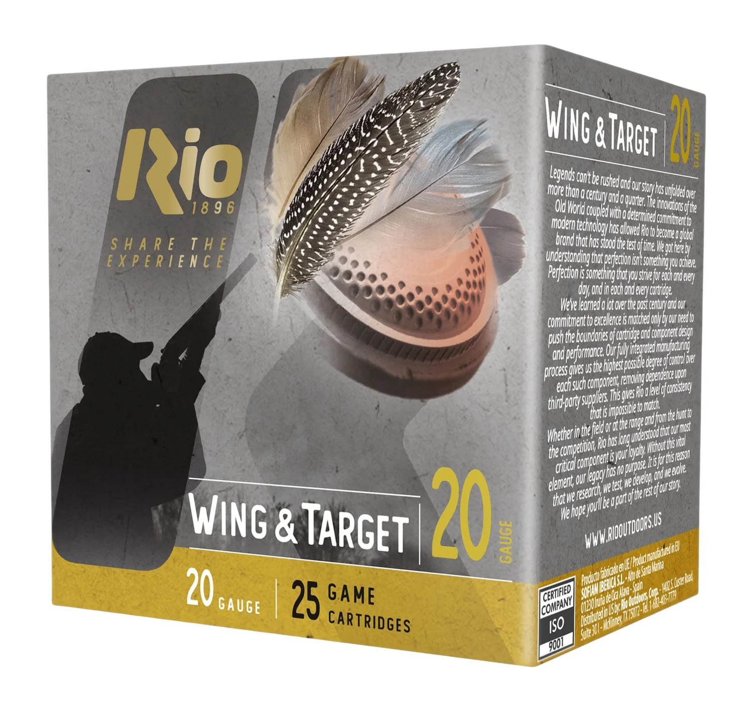 Rio Ammunition WT208 Wing & Target 20Gauge 2.75" 7/8oz 8Shot 25 Per Box/10 Case