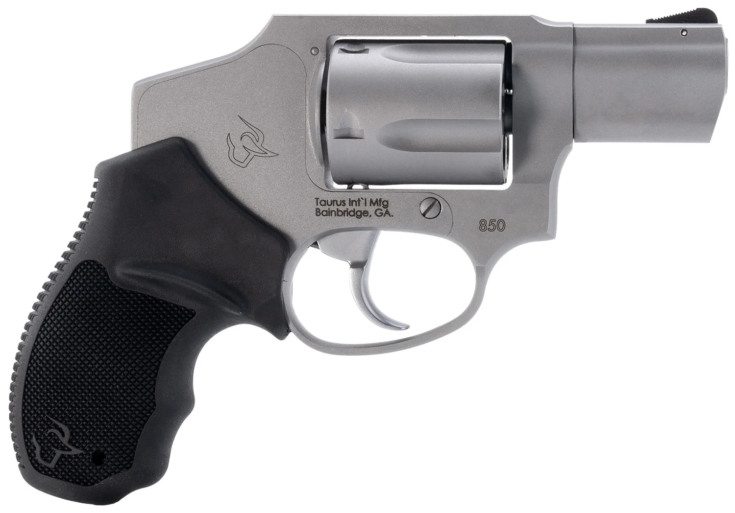 Taurus 2-850129 850 Small 38 Special 5 Shot 2" Matte Stainless Steel Barrel & Cylinder, Matte Stainless Steel Frame, Black Rubber Grip, Transfer Bar Safety, Concealed Hammer