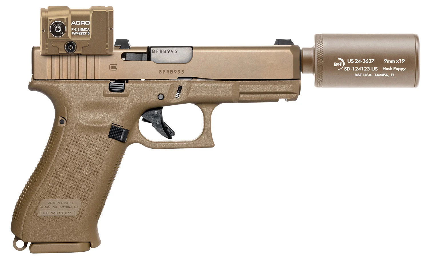 B&T USA, Hush Puppy Glock 19X, Striker Fired, Semi-automatic, 9MM 4"