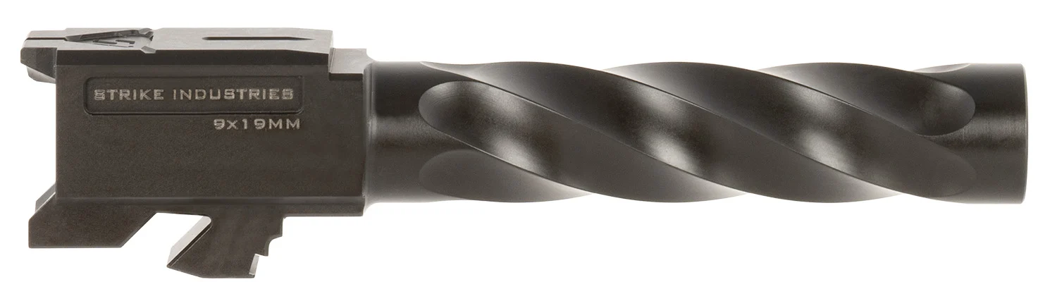 Strike Industries GBARREL19 Glock 9mm Luger Spiral Fluted Black Nitride Stainless Steel, Fits Glock 19 Gen3-5