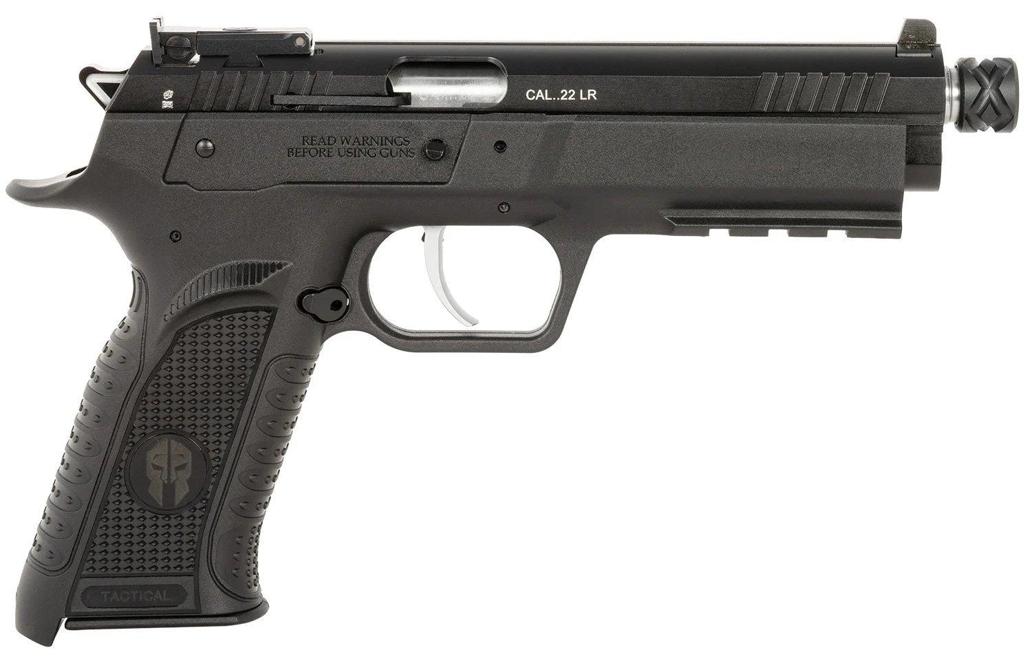 Tanfoglio TFFTAC22AS Force Tactical 22 LR 10+1 4.40" Threaded Barrel, Black Serrated Slide, Black Polymer Frame w/Beavertail & Picatinny Rail, Black Polymer Grip