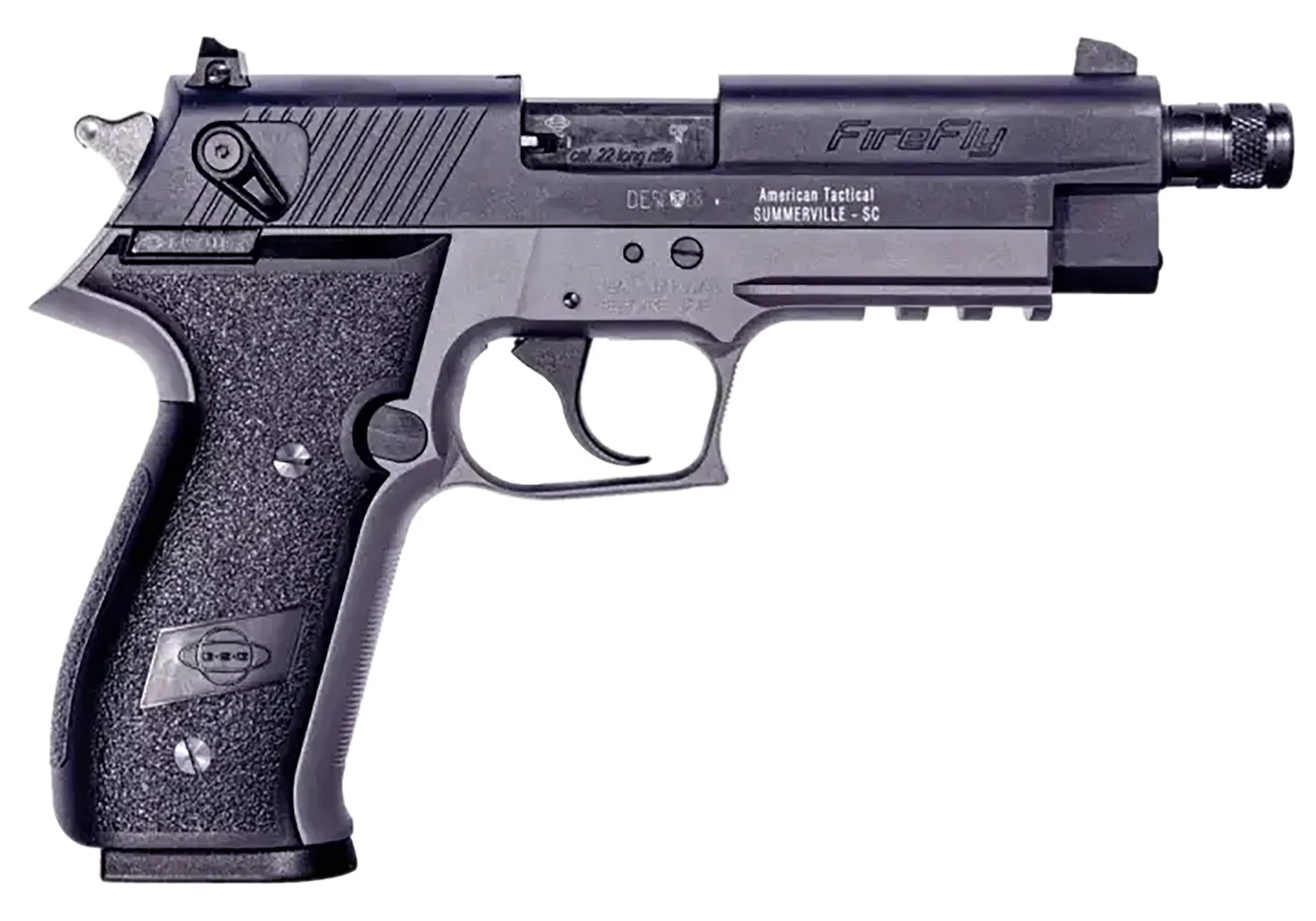 GSG GERG2213TFFSA FireFly 22 LR 13+1 4.90" Black Threaded Barrel, Aluminum Serrated Slide, Smoke Gray Aluminum Frame w/Picatinny Rail, Textured Grip