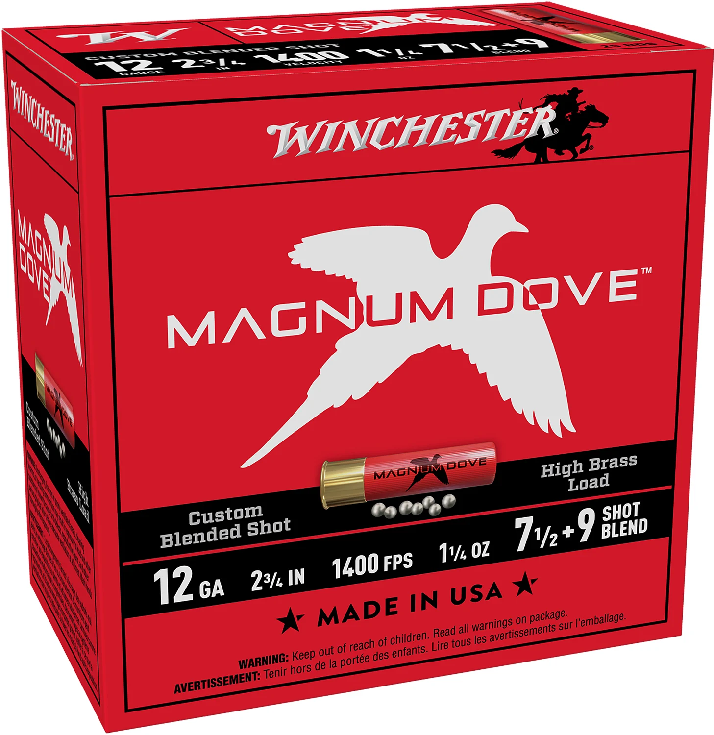 Winchester Ammunition, Magnum Dove, 12 Gauge, 2-3/4" Length, #7-1/2 and #9 Shot,
