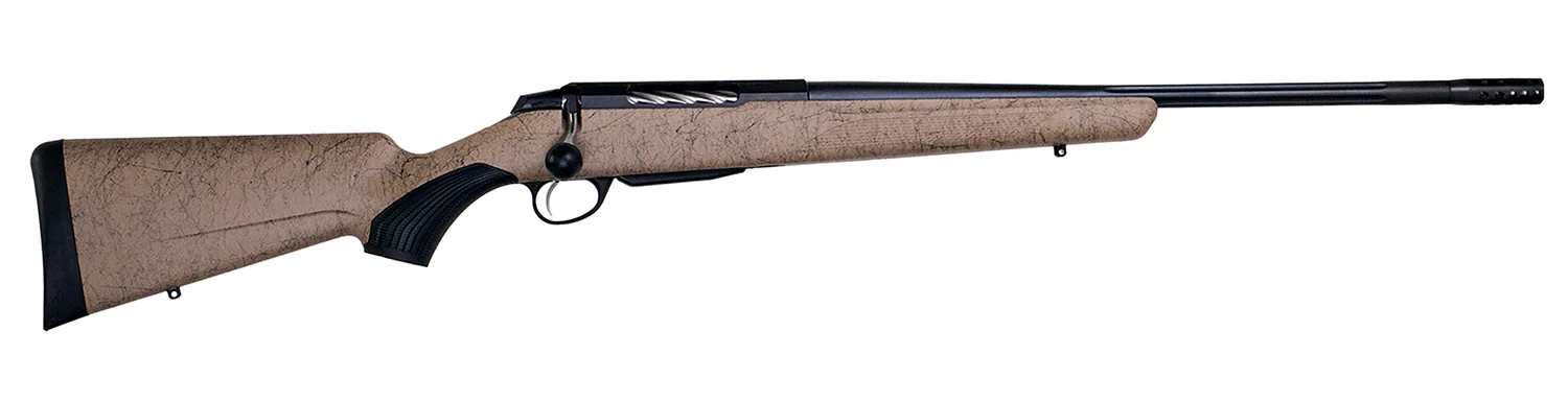 Tikka JRTXRT37124 T3x Roughtech 7mm PRC 3+1 24.30" Black Fluted Threaded Barrel, Black Steel Drilled & Tapped Receiver, Tan Roughtech Synthetic Stock, Right Hand