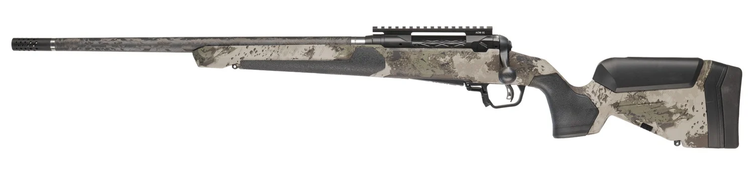 Savage Arms 32722 110 UltraLite Pro Full Size 308 Win 3+1 20" Carbon Fiber Barrel, Savage Woodland Camo Accufit V2 Synthetic Stock, Left Hand