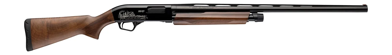 Winchester Repeating Arms 512480391 SXP High Grade 12 Gauge Pump 3" 4- 2.75" Shells 26" Black Chrome Vent Rib Barrel, Engraved Gloss Blued Aluminum Receiver, Fixed Grade II Oiled Walnut Stock, Invecto