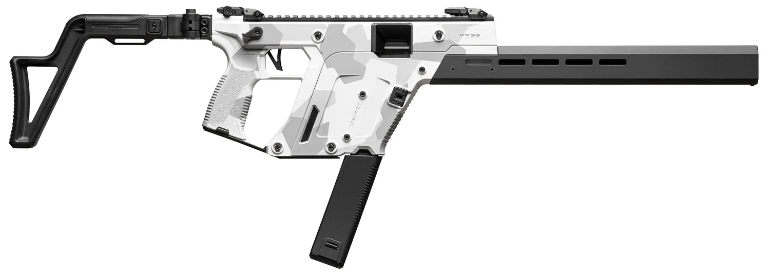Kriss USA KV453CAD00 Vector CRB Gen3 45 ACP 30+1 16" Black Nitride Threaded Barrel, Arctic Delta Cerakote Receiver w/Picatinny Rail, M-LOK Handguard, Adjustable Folding Black Stock, White Polymer Grip