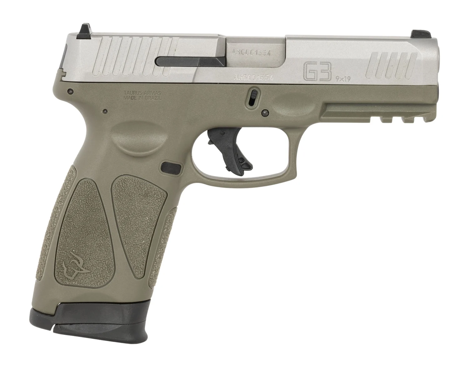 Taurus 1-G3B949O G3 Full Size 9mm Luger 17+1 4" Matte Stainless Steel Barrel & Serrated Slide, OD Green Cerakote Polymer Frame w/Picatinny Rail, Textured Grip