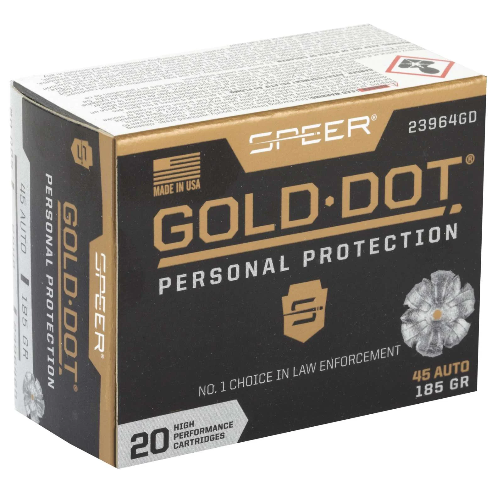Speer Ammo Gold Dot .45acp 185gr. Gdhp 20-pack