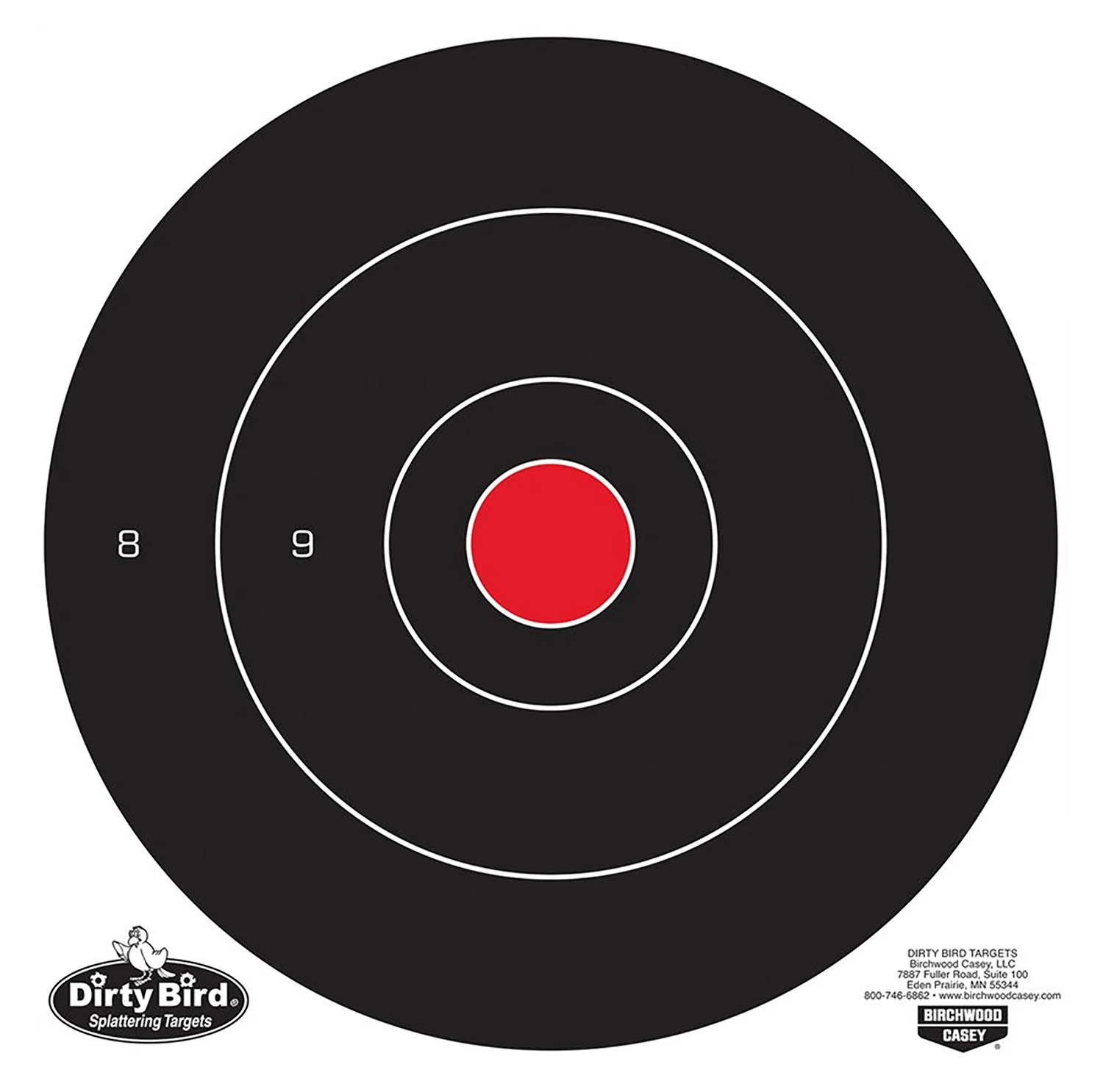Birchwood Casey 35012 Dirty Bird 12" Bullseye Tagboard Hanging Black/White 12 PK