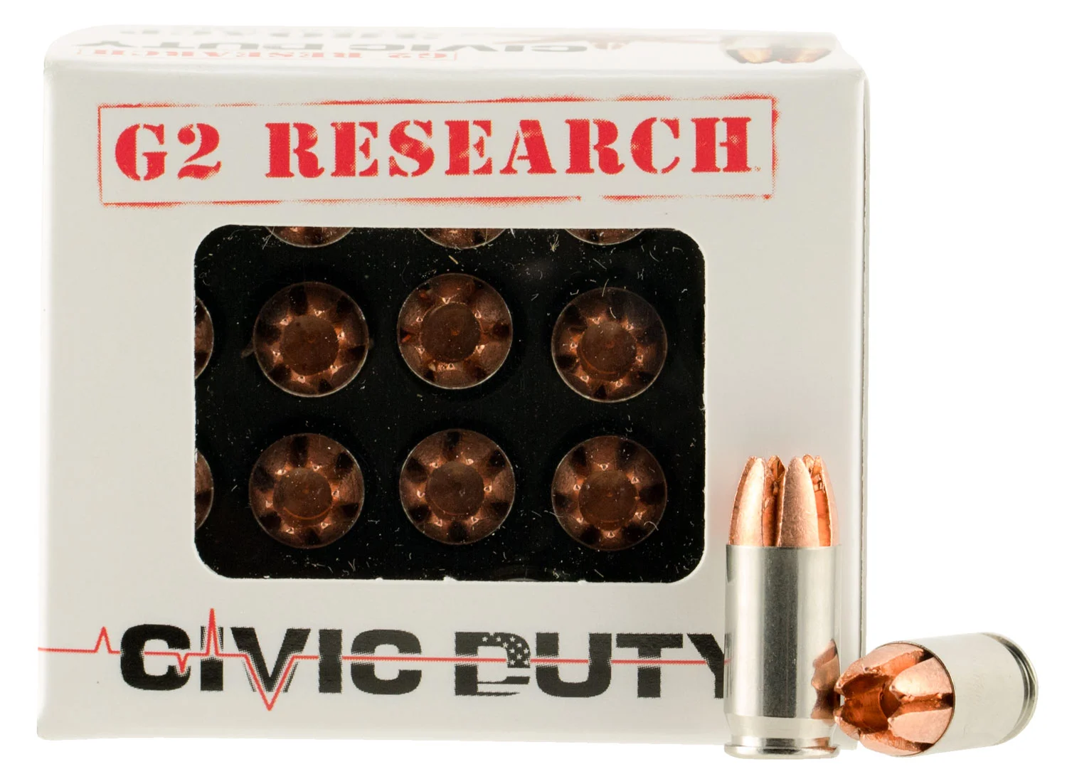 G2 Research G00621 Civic Duty 380ACP 64gr Copper Expansion Projectile 20 Per Box/25 Case