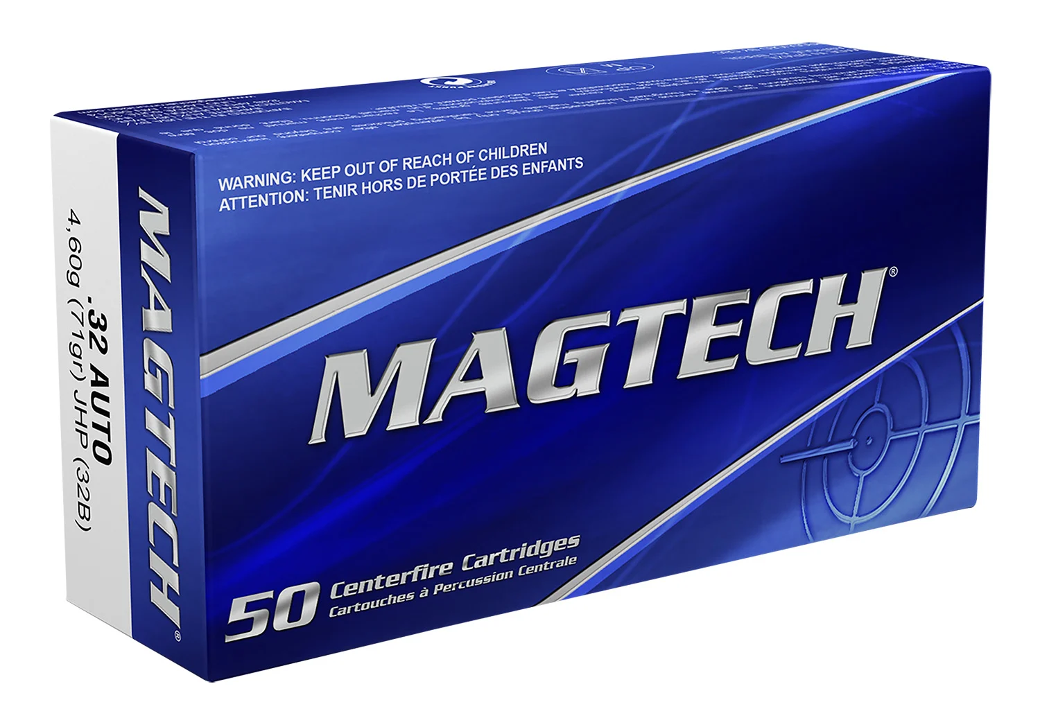 Magtech 32B Range/Training 32ACP 71gr Jacketed Hollow Point 50 Per Box/20 Case