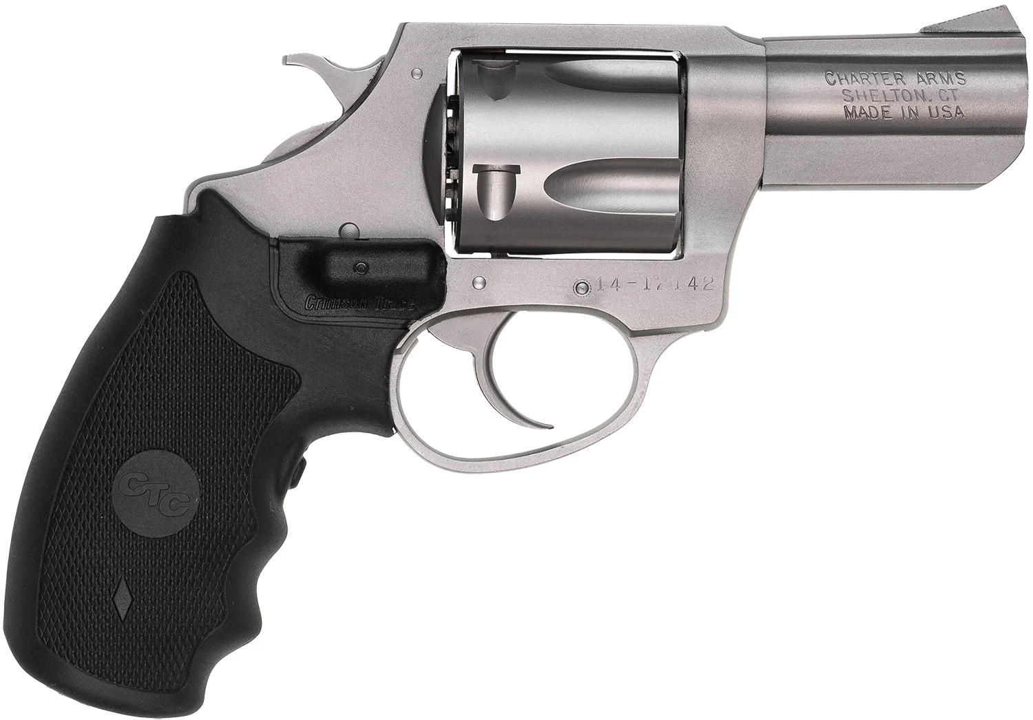 Charter Arms 74424 Bulldog Large 44 Special, 5 Shot 2.50" Matte Stainless Steel Barrel, Cylinder & Frame w/ Black Crimson Trace Laser Grip