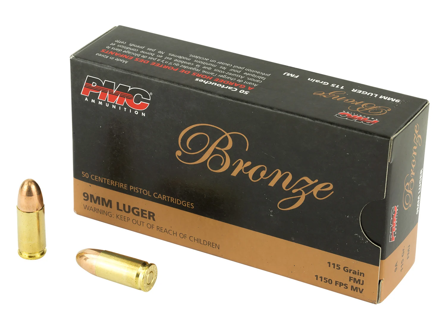 PMC 9A Bronze 9mmLuger 115gr Full Metal Jacket 50 Per Box/20 Case