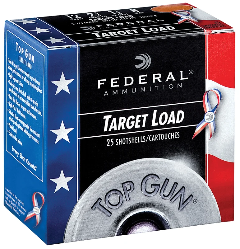 Federal TGL12US8 Top Gun Special Edition Red, White & Blue 12Gauge 2.75" 1 1/8oz 8Shot 25 Per Box/10 Case
