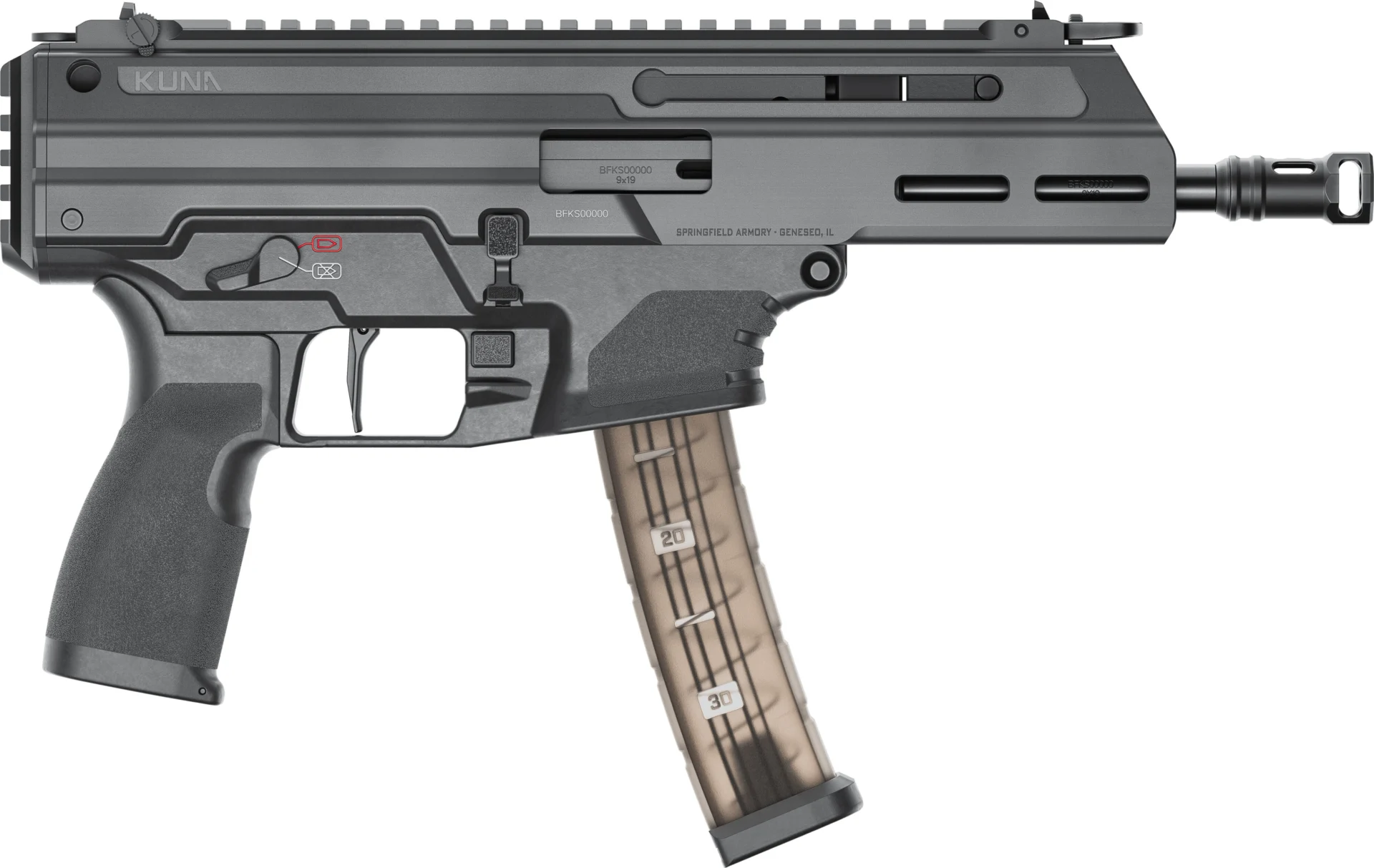 SPRINGFIELD KUNA 9MM PISTOL 30RD BLACK 6"