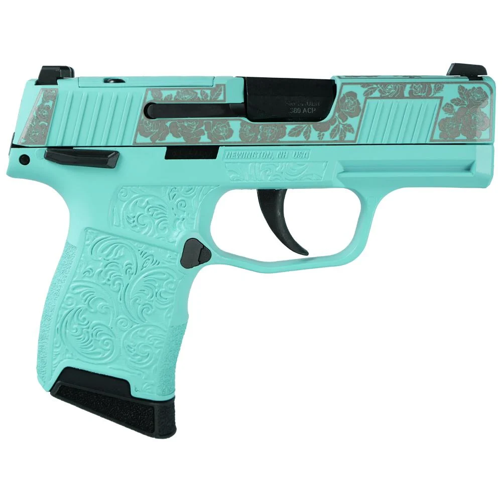 Sig Sauer, P365-380, Semi Automatic, 380 ACP, 3.1" Barrel, "Tiffany & Roses"